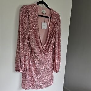 Premier  Sequin Wrap Dress with Cowl Neck .it Is  Missing A Belt